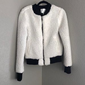 White Fawn Fleece Bomber Jacket